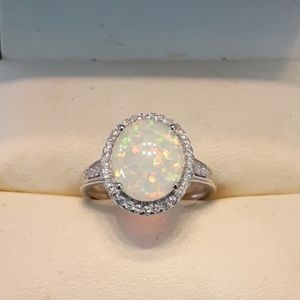 3.50ctw Lab Created Opal Platinum/925